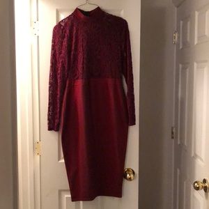 New Missguided burgundy bodycon lace dress.